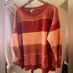 Red and Orange Knit striped Sweater